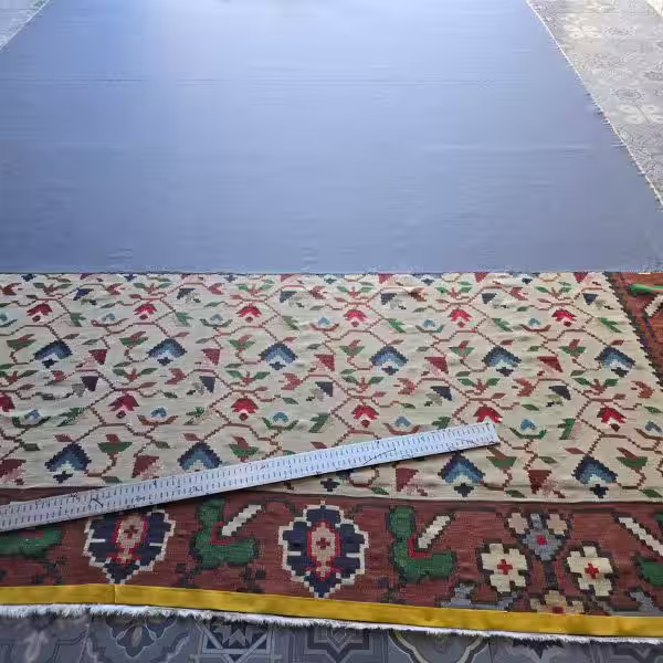Antique rug backing restoration and reinforcement for fragile rug foundation in Auckland