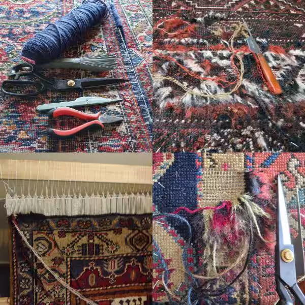 Professional rug repair in Auckland restoring damaged Persian, Oriental and handmade rugs including fringe, edge and structural repairs