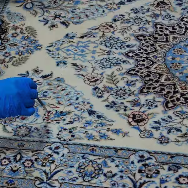 Silk Oriental rug colour restoration in Auckland showing revived tones and restored pattern clarity
