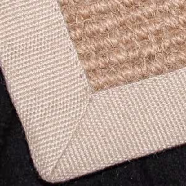 Close-up detail of finished canvas edging applied to rug border by The Rug Guru