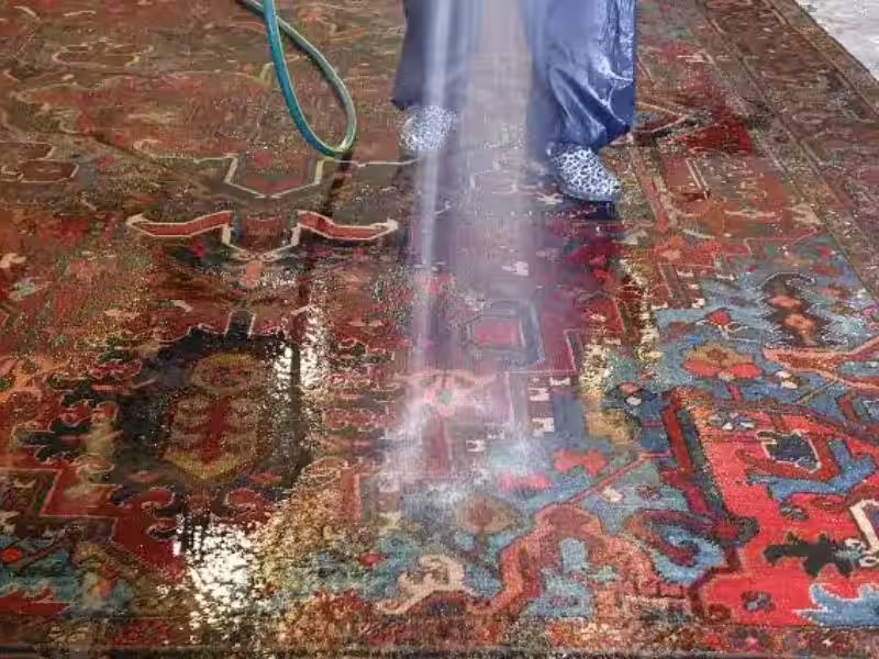 Professional hand washing and rug cleaning in Auckland for handmade, Persian, and Oriental rugs using specialist fibre-safe cleaning methods by The Rug Guru